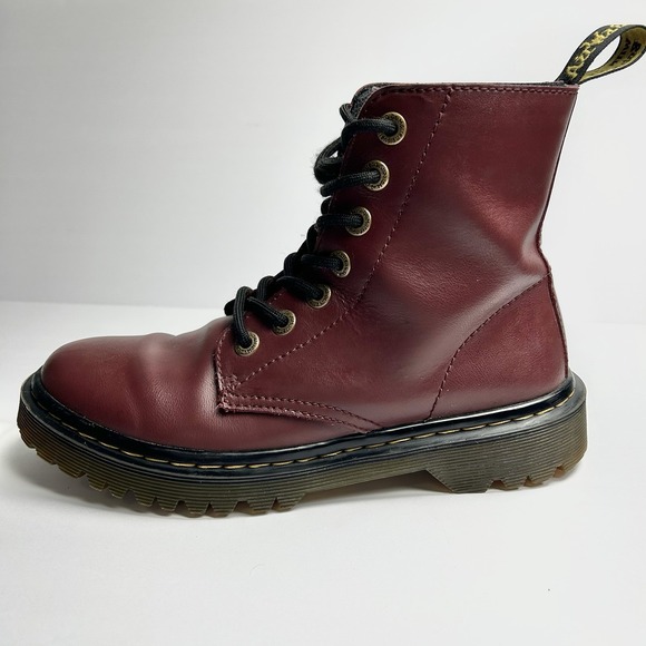 Leather Luana Tall Combat Boot Dr Doc Martens Luana Burgundy Red